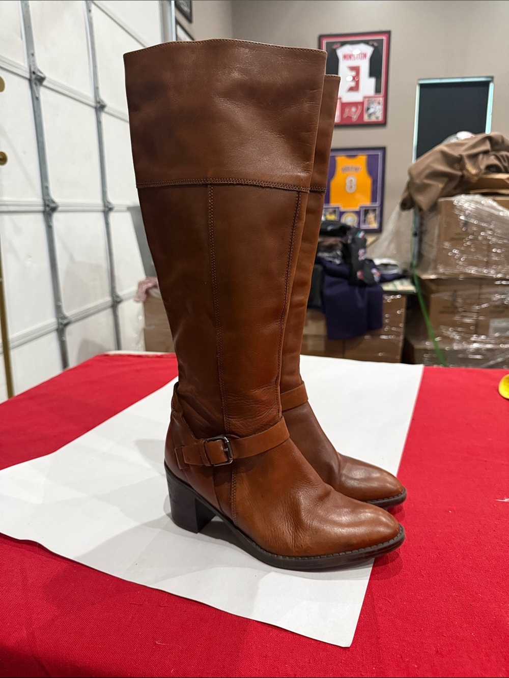 Sesto Meucci Brown Leather Knee-High Heeled Boots